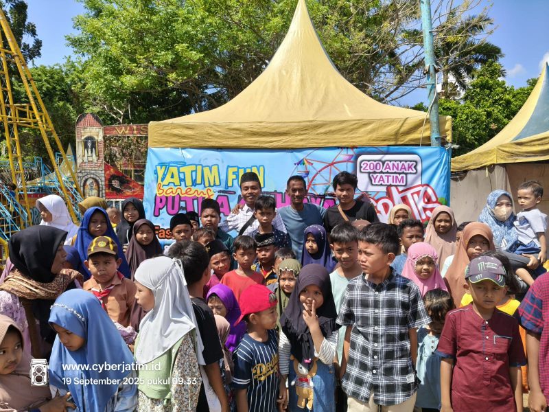Sejumlah anak yatim saat menikmati wahana bermain gratis. (Madurakita.com)