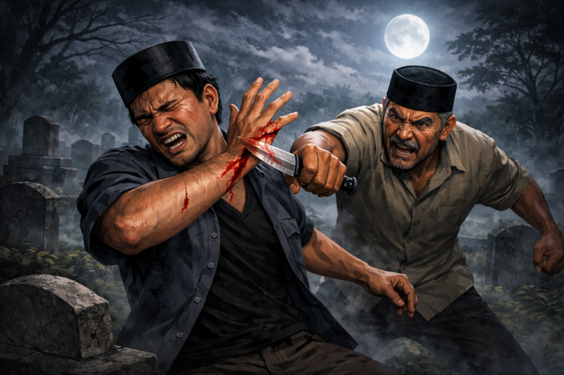 Ilustrasi Penikaman terhadap warga Plakpak Pamekasan (madurakita.com).
